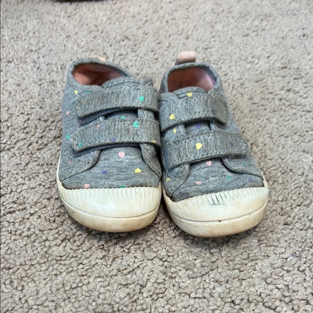 Cat & Jack Gray and Yellow Sneakers with Velcro Straps